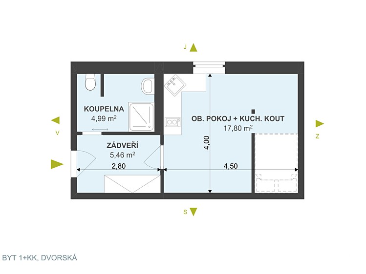 Wohnung 1+kk zur Miete, 28 m² (3 von 15)