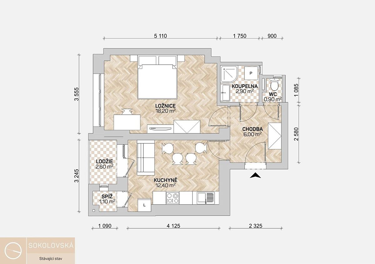 Pronájem bytu 1+1 48 m² – fotografie 2